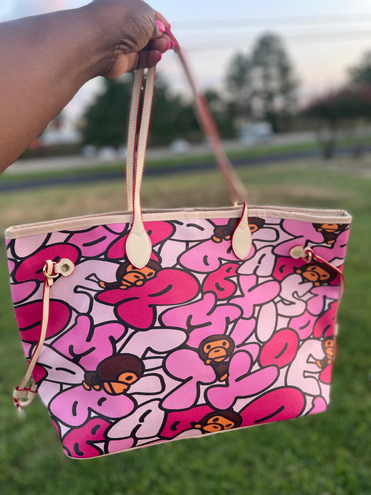 Tote bag Monkichi pink