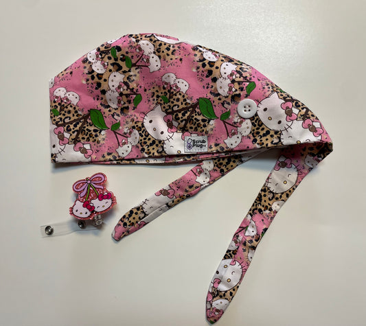Scrub cap Hello Kitty leopard.
